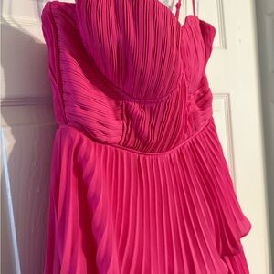 Lulu's Hot Pink Pleated Dress